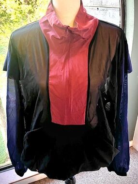 MICHI Pullover Windbreaker Bomber Jacket with Burgundy Placket